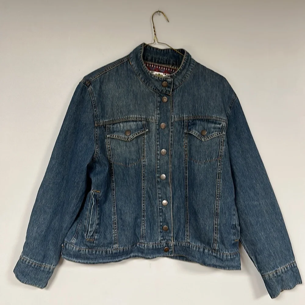 Vintage Tiara International Denim Jacket Lined with Sweater Material Size L, 90s - Picture 3 of 12
